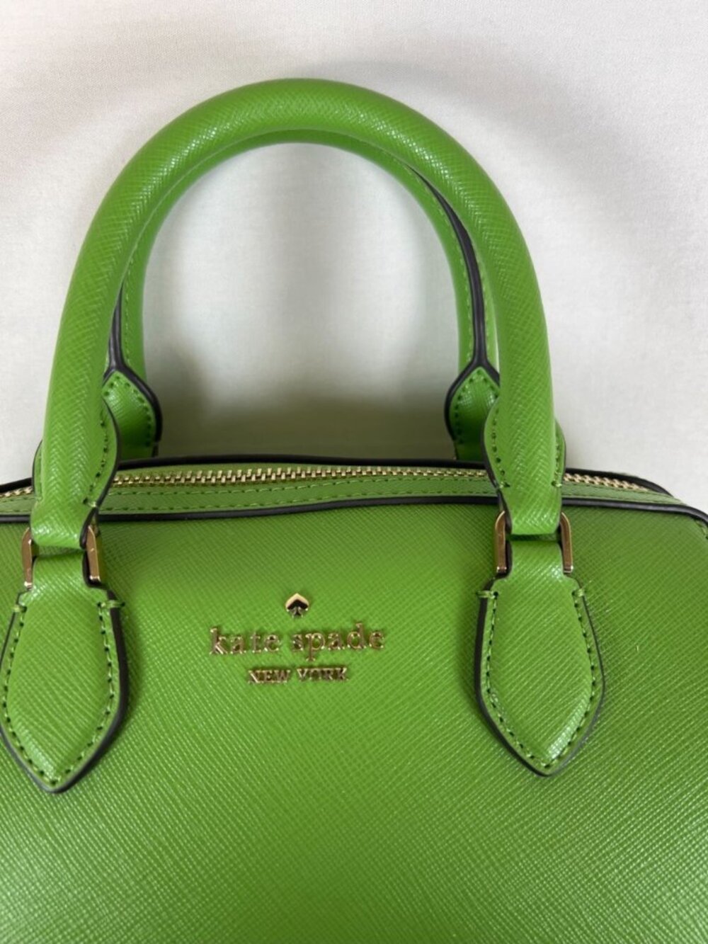 Kate Spade New York Women Green Satchel Handbag Zip Closure Top Handle Bag - Picture 3 of 10